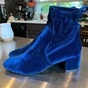 Blue Velvet Heeled Booties